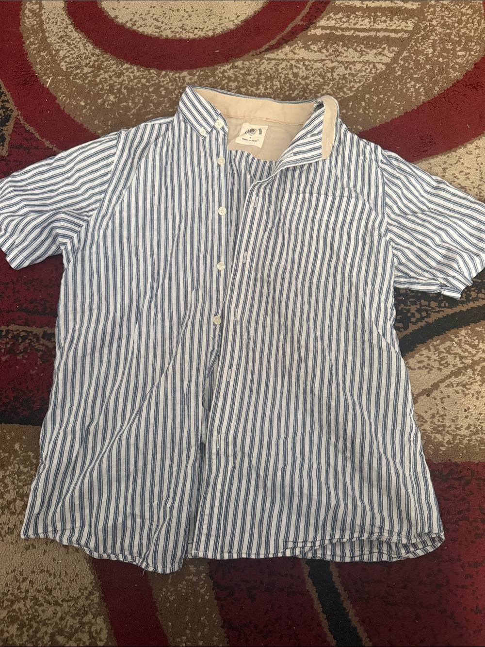 Men  Blue & White Striped Short-Sleeve Shirt